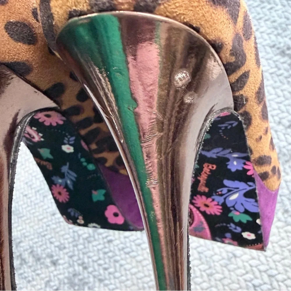 Betsy Johnson Gracie Leopard Purple Platform Faux Fur Pump size 6.5